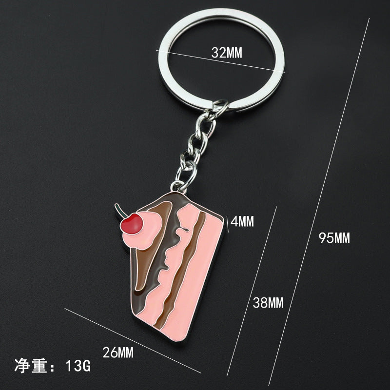 Wholesale Coffee Dessert Chocolate Cake Alloy Keychain